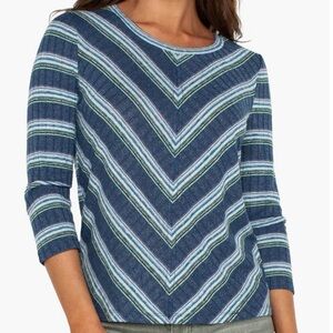 Liverpool Elevated Ribbed 3/4 Sleeve T-shirt Top
With Chevron Pattern Front